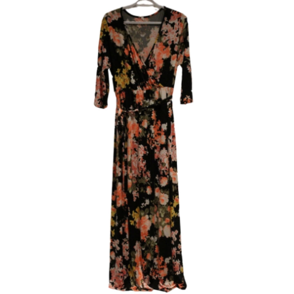 Pink Blush Black Floral Maternity Dress Size 1XL